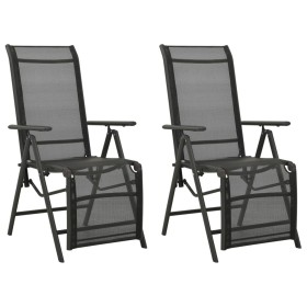 Liegender Gartenstuhl, 2 Stück, aus schwarzem Textilene-Aluminium von vidaXL, Gartenstühle - Ref: Foro24-312195, Preis: 182,2...