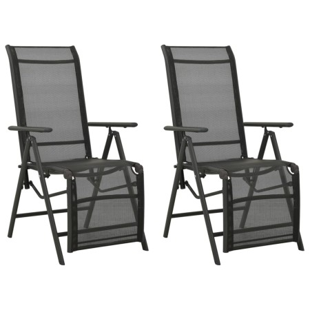 Liegender Gartenstuhl, 2 Stück, aus schwarzem Textilene-Aluminium von vidaXL, Gartenstühle - Ref: Foro24-312195, Preis: 183,8...