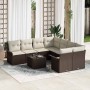 Conjunto de sofá de jardín 9 pcs Marrón Poliratán
