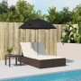 Doppel-Liegestuhl mit Kissen und braunem synthetischem Rattan-Sonnenschirm. von , Liegen - Ref: Foro24-368082, Preis: 260,95 ...