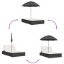 Doppel-Liegestuhl mit Kissen und braunem synthetischem Rattan-Sonnenschirm. von , Liegen - Ref: Foro24-368082, Preis: 260,95 ...