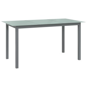 Mesa de jardín de aluminio y vidrio gris claro 150x90x74 cm