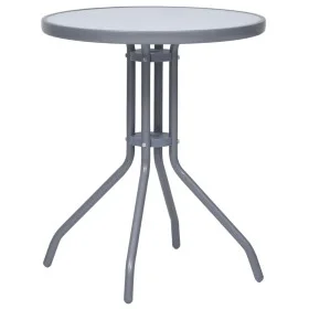 Hellgrauer Gartentisch aus Stahl und Glas 60 cm von vidaXL, Gartentische - Ref: Foro24-312213, Preis: 52,38 €, Rabatt: %