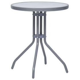 Light gray steel and glass garden table 60 cm by vidaXL, Garden tables - Ref: Foro24-312213, Price: 53,64 €, Discount: %