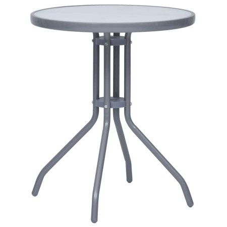 Hellgrauer Gartentisch aus Stahl und Glas 60 cm von vidaXL, Gartentische - Ref: Foro24-312213, Preis: 53,64 €, Rabatt: %