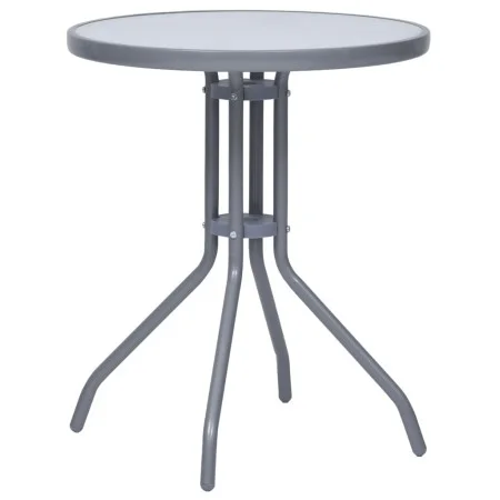 Hellgrauer Gartentisch aus Stahl und Glas 60 cm von vidaXL, Gartentische - Ref: Foro24-312213, Preis: 52,62 €, Rabatt: %