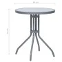 Hellgrauer Gartentisch aus Stahl und Glas 60 cm von vidaXL, Gartentische - Ref: Foro24-312213, Preis: 52,62 €, Rabatt: %