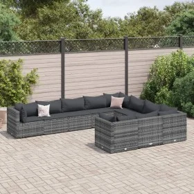 Garden sofa set with 10 pieces of synthetic gray rattan cushions by , Garden sets - Ref: Foro24-3308330, Price: 658,66 €, Dis...