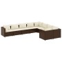 Garden sofa set 9 pieces and brown synthetic rattan cushions by , Garden sets - Ref: Foro24-3308313, Price: 588,89 €, Discoun...