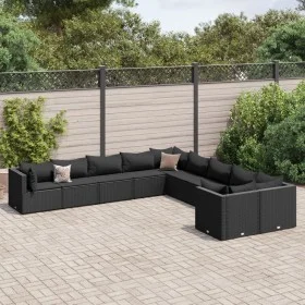 Gartensofa-Set und Kissen, 10-teilig, aus schwarzem Kunststoff-Rattan. von , Gartensets - Ref: Foro24-3308347, Preis: 817,98 ...
