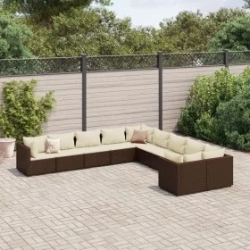 Garden sofa set 10 pieces and brown synthetic rattan cushions by , Garden sets - Ref: Foro24-3308345, Price: 652,61 €, Discou...