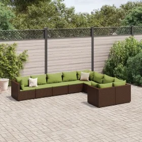 Garden sofa set 9 pieces and brown synthetic rattan cushions by , Garden sets - Ref: Foro24-3308318, Price: 706,16 €, Discoun...