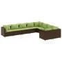 Garden sofa set 9 pieces and brown synthetic rattan cushions by , Garden sets - Ref: Foro24-3308318, Price: 706,16 €, Discoun...