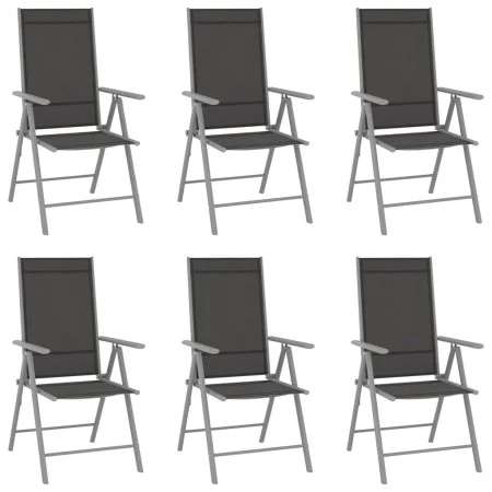 Sillas de jardín plegables 6 unidades textilene negro de vidaXL, Sillas de jardín - Ref: Foro24-312183, Precio: 283,59 €, Des...