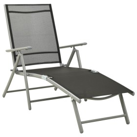 Black and silver textilene and aluminum folding lounger by vidaXL, Loungers - Ref: Foro24-312191, Price: 103,60 €, Discount: %