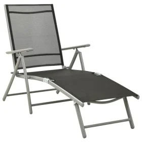 Black and silver textilene and aluminum folding lounger by vidaXL, Loungers - Ref: Foro24-312191, Price: 99,27 €, Discount: %