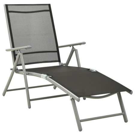 Klappliege aus schwarzem und silbernem Textilene und Aluminium von vidaXL, Liegen - Ref: Foro24-312191, Preis: 103,81 €, Raba...