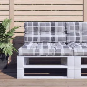 Cushions for pallets, 2 units, gray checkered fabric. by , Cushions for chairs and sofas - Ref: Foro24-360703, Price: 51,44 €...