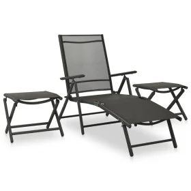 3-teiliges Gartenmöbel-Set aus schwarzem Textilene-Aluminium von vidaXL, Gartensets - Ref: Foro24-312198, Preis: 94,62 €, Rab...