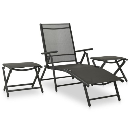 3-teiliges Gartenmöbel-Set aus schwarzem Textilene-Aluminium von vidaXL, Gartensets - Ref: Foro24-312198, Preis: 96,05 €, Rab...