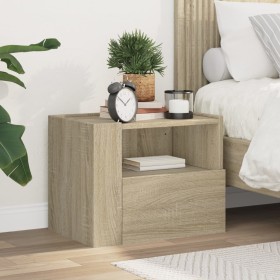 Wall-mounted bedside table in smoked oak color, measuring 45x30x35 cm. by , Nightstands - Ref: Foro24-848315, Price: 39,13 €,...