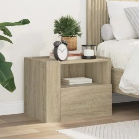 Wall-mounted bedside table in smoked oak color, measuring 45x30x35 cm. by , Nightstands - Ref: Foro24-848315, Price: 38,62 €,...
