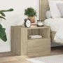 Wall-mounted bedside table in smoked oak color, measuring 45x30x35 cm. by , Nightstands - Ref: Foro24-848315, Price: 41,62 €,...