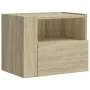 Wall-mounted bedside table in smoked oak color, measuring 45x30x35 cm. by , Nightstands - Ref: Foro24-848315, Price: 41,62 €,...