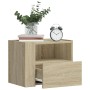 Wall-mounted bedside table in smoked oak color, measuring 45x30x35 cm. by , Nightstands - Ref: Foro24-848315, Price: 39,45 €,...