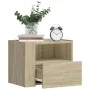 Wall-mounted bedside table in smoked oak color, measuring 45x30x35 cm. by , Nightstands - Ref: Foro24-848315, Price: 41,62 €,...