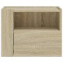Wall-mounted bedside table in smoked oak color, measuring 45x30x35 cm. by , Nightstands - Ref: Foro24-848315, Price: 39,45 €,...