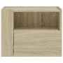 Wall-mounted bedside table in smoked oak color, measuring 45x30x35 cm. by , Nightstands - Ref: Foro24-848315, Price: 41,62 €,...