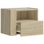 Wall-mounted bedside table in smoked oak color, measuring 45x30x35 cm. by , Nightstands - Ref: Foro24-848315, Price: 39,45 €,...