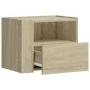 Wall-mounted bedside table in smoked oak color, measuring 45x30x35 cm. by , Nightstands - Ref: Foro24-848315, Price: 41,62 €,...