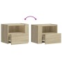 Wall-mounted bedside table in smoked oak color, measuring 45x30x35 cm. by , Nightstands - Ref: Foro24-848315, Price: 39,45 €,...