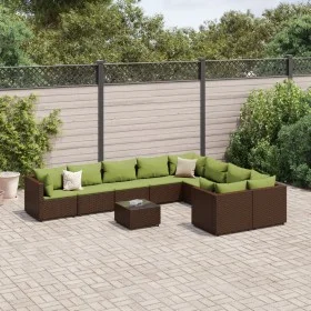 Garden sofa set 10 pieces and brown synthetic rattan cushions by , Garden sets - Ref: Foro24-3308326, Price: 720,35 €, Discou...
