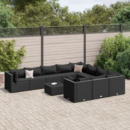 Garden sofa set 11 pieces and black synthetic rattan cushions by , Garden sets - Ref: Foro24-3308339, Price: 845,98 €, Discou...
