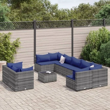 Garden sofa set with 10 pieces of synthetic gray rattan cushions by , Garden sets - Ref: Foro24-3308311, Price: 622,09 €, Dis...