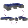 Garden sofa set with 10 pieces of synthetic gray rattan cushions by , Garden sets - Ref: Foro24-3308311, Price: 638,53 €, Dis...