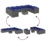 Garden sofa set with 10 pieces of synthetic gray rattan cushions by , Garden sets - Ref: Foro24-3308311, Price: 622,09 €, Dis...
