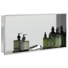 Shower niche in brushed silver stainless steel 62x32x9 cm by , Shower walls and screens - Ref: Foro24-4005128, Price: 88,32 €...