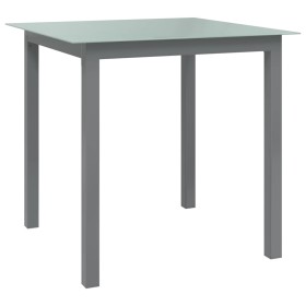 Mesa de jardín de aluminio y vidrio gris claro 80x80x74 cm