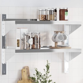 Edelstahl-Wandregal silber 75x30x60 cm von , Regale und Regale - Ref: Foro24-30313, Preis: 55,15 €, Rabatt: %