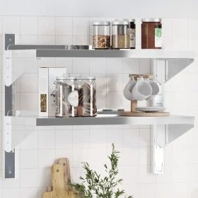 Edelstahl-Wandregal silber 75x30x60 cm von , Regale und Regale - Ref: Foro24-30313, Preis: 49,61 €, Rabatt: %