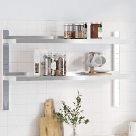 Wandregal aus silbernem Edelstahl 100x23,5x60 cm von , Regale und Regale - Ref: Foro24-30311, Preis: 53,55 €, Rabatt: %