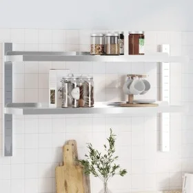 Wandregal aus silbernem Edelstahl 100x23,5x60 cm von , Regale und Regale - Ref: Foro24-30311, Preis: 53,07 €, Rabatt: %
