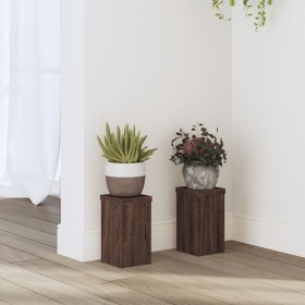 Plant stands 2 units brown oak wood 10x10x18 cm by , Pot stands - Ref: Foro24-852885, Price: 17,24 €, Discount: %