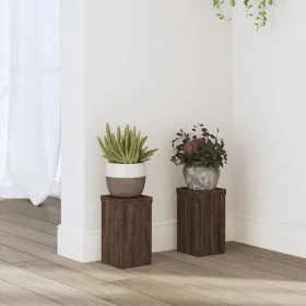 Plant stands 2 units brown oak wood 10x10x18 cm by , Pot stands - Ref: Foro24-852885, Price: 21,48 €, Discount: %