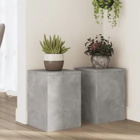 Plant stands 2 units gray wood concrete 25x25x35 cm by , Pot stands - Ref: Foro24-852909, Price: 41,09 €, Discount: %