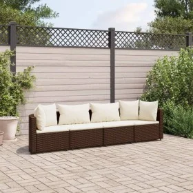 Garden sofa set 4 pieces with brown synthetic rattan cushions by , Garden sets - Ref: Foro24-3308457, Price: 271,14 €, Discou...